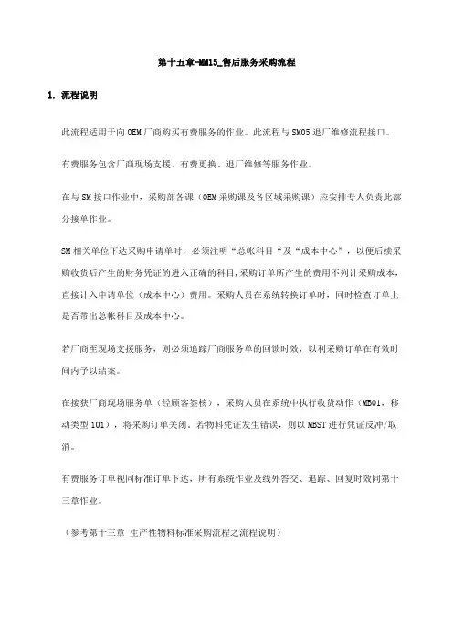 上海震旦家具有限公司sa实施专案第十五章mm售后服务采购流程p