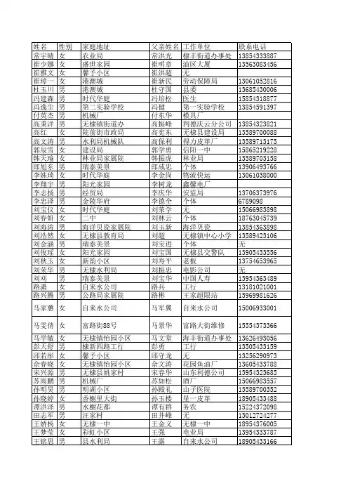 学生信息登记表