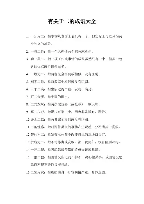 有关于二的成语大全