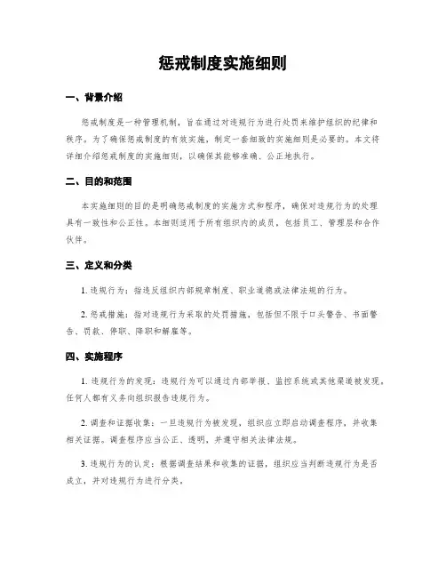 惩戒制度实施细则