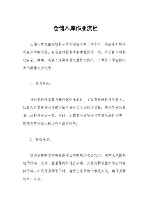 仓储入库作业流程