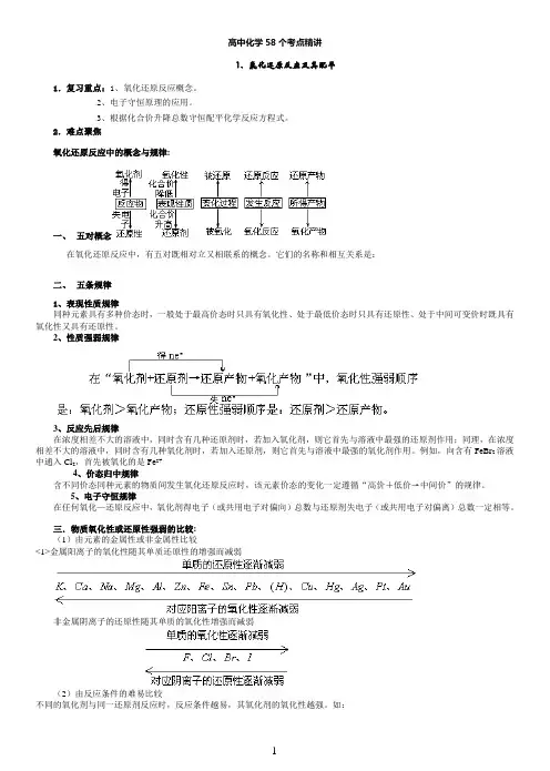 高中化学58个考点精讲1-5