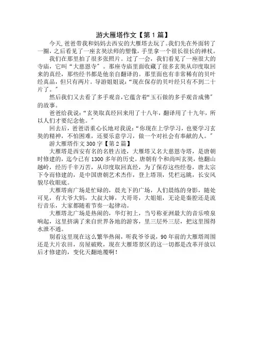 游大雁塔作文300字精选