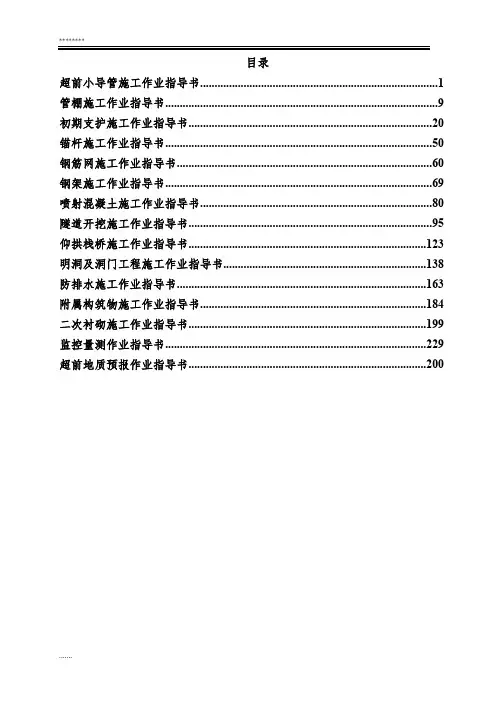 九景衢铁路隧道工程施工作业指导书