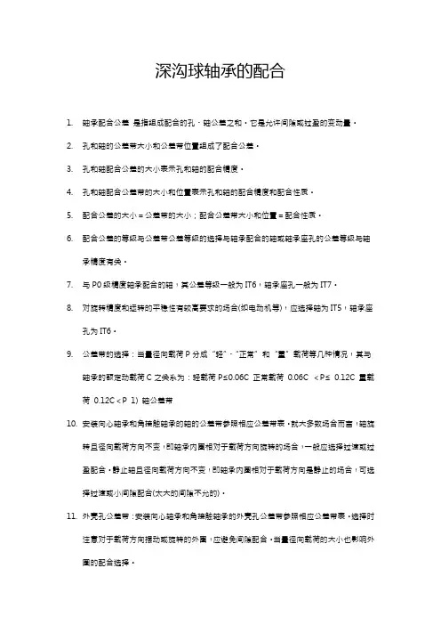 2013总结 深沟球轴承的配合