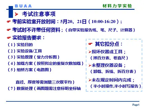 北航材料力学实验考试题库 ppt课件