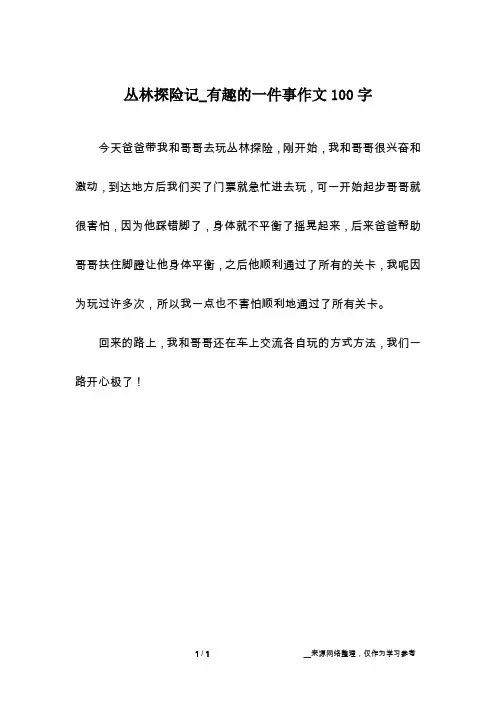 丛林探险记_有趣的一件事作文100字