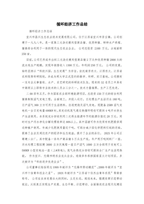 循环经济工作总结
