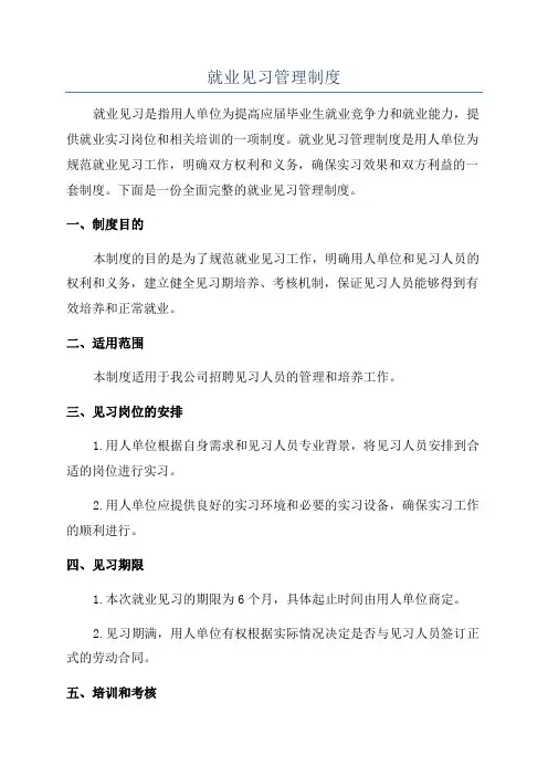 就业见习管理制度