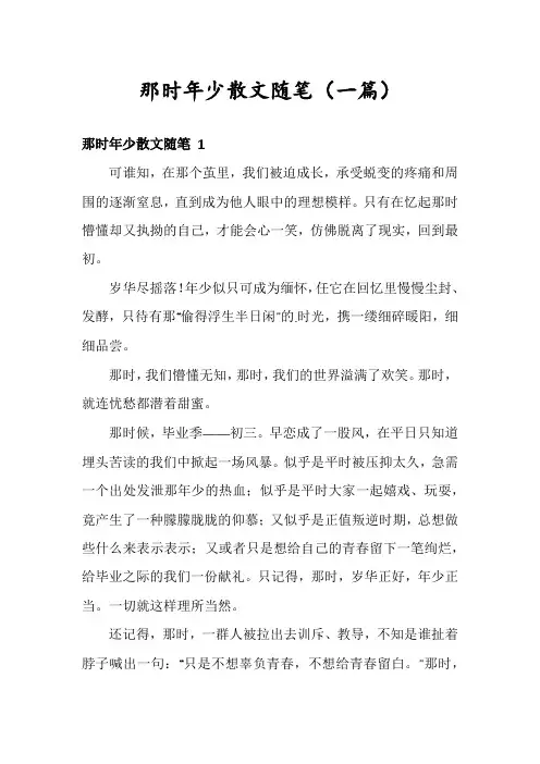 那时年少散文随笔(一篇)