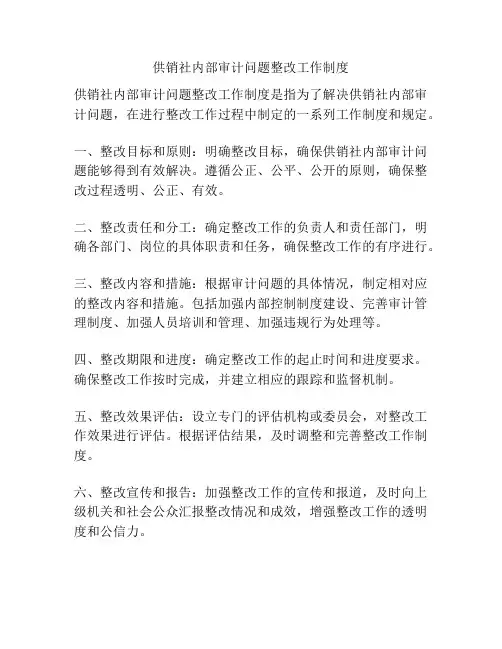 供销社内部审计问题整改工作制度