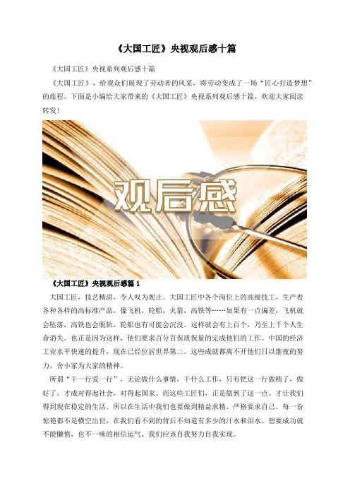 《大国工匠》央视观后感十篇