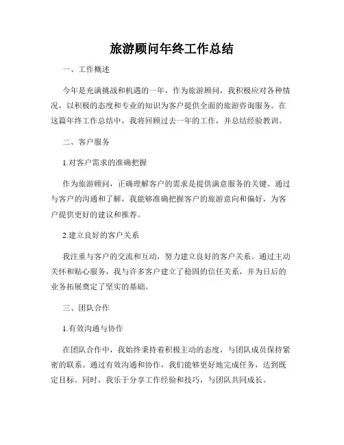 旅游顾问年终工作总结