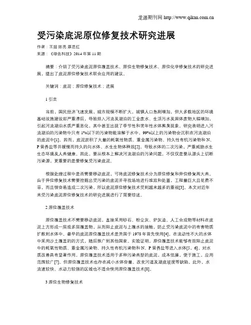 受污染底泥原位修复技术研究进展