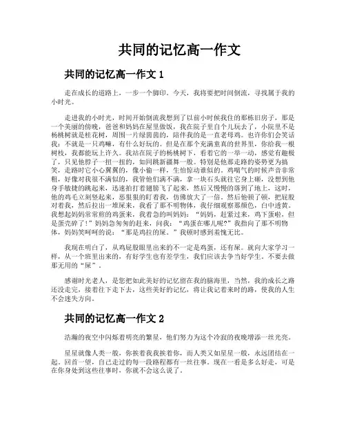 共同的记忆高一作文