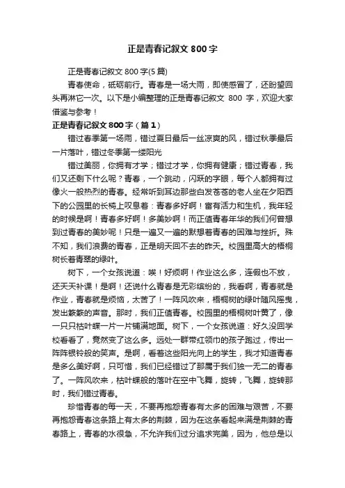 正是青春记叙文800字（5篇）