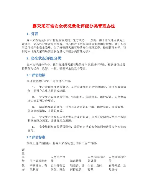 露天采石场安全状况量化评级分类管理办法