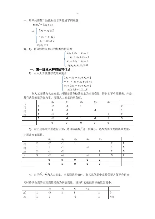 单纯形法解线性规划问题