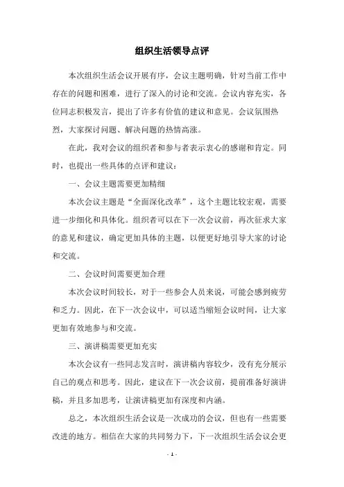 组织生活领导点评