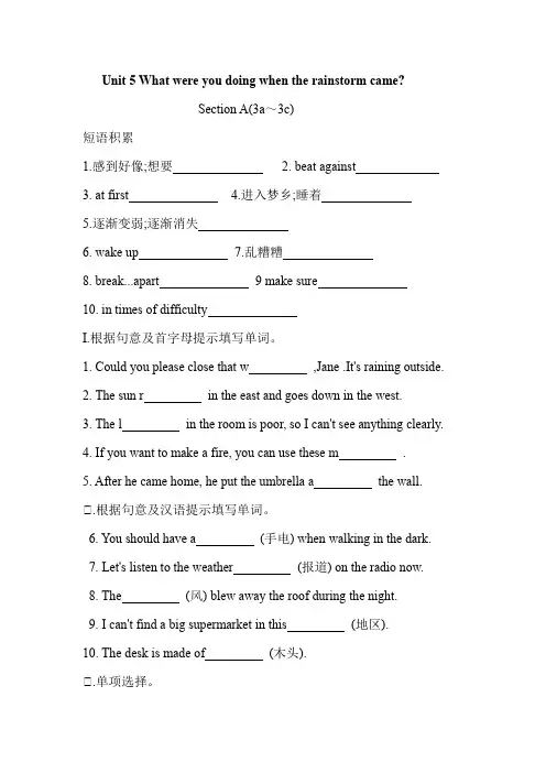 2020-2021学年人教新目标八年级下册英语Unit 5 Section A(3a～3c)课时作业