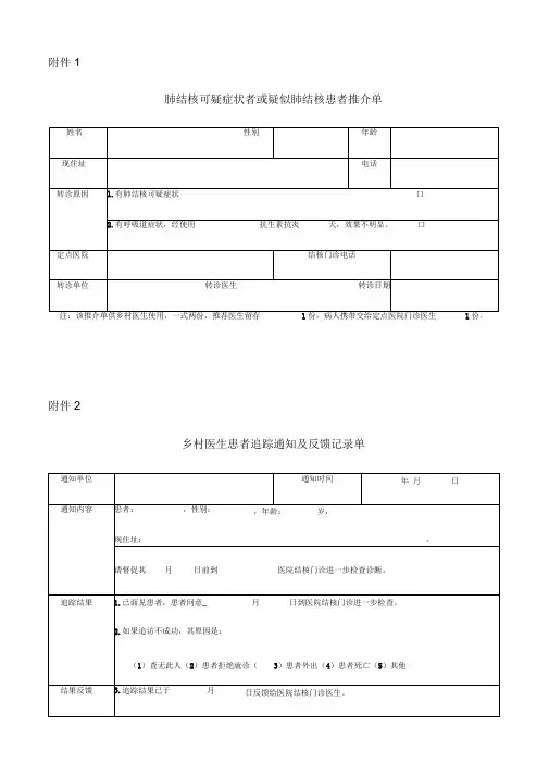 结核病管理随访各种表格