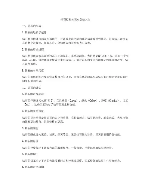 钻石行业知识点总结大全