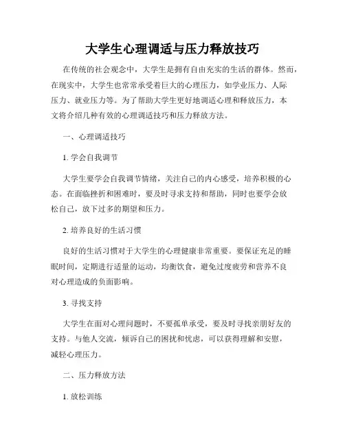 大学生心理调适与压力释放技巧