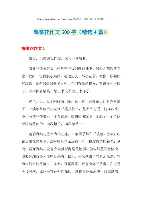海棠花作文500字(精选4篇)
