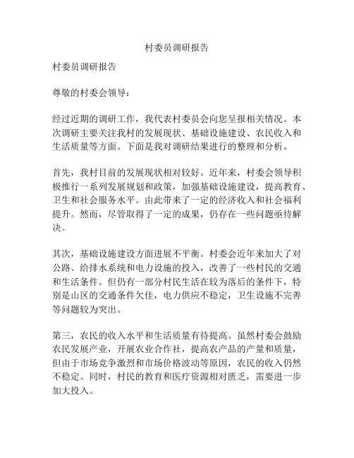 村委员调研报告