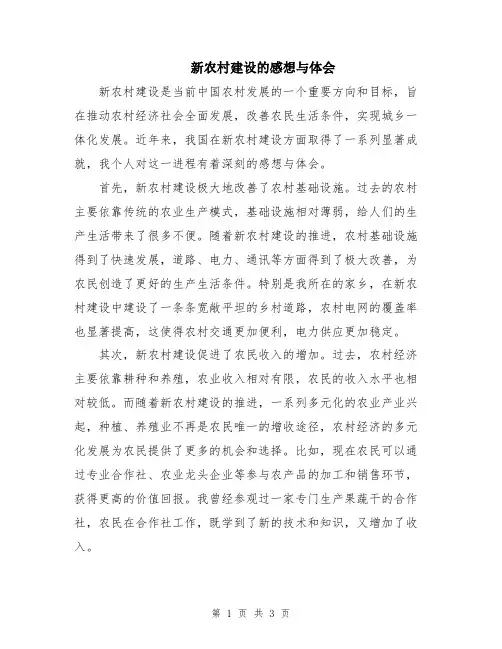 新农村建设的感想与体会