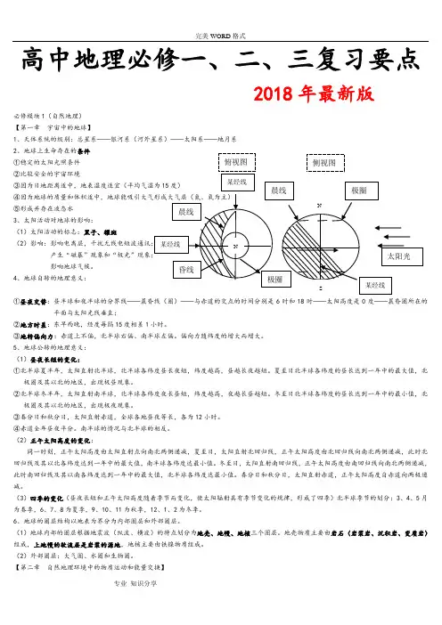2018最新版高中地理会考知识点总结全