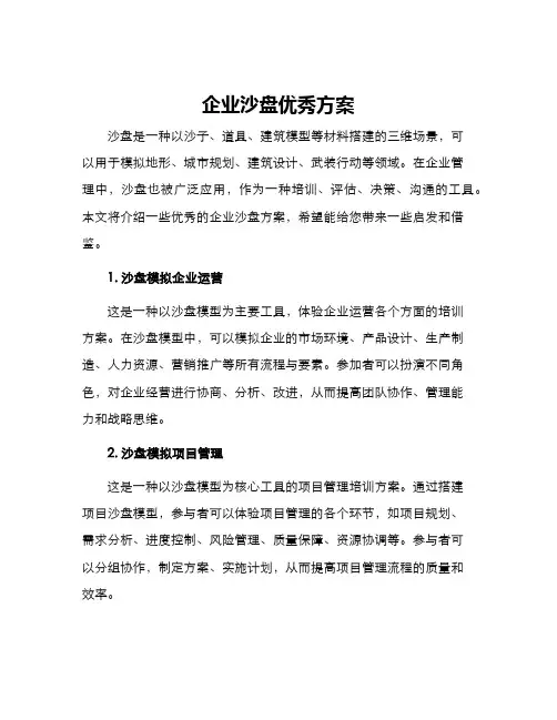 企业沙盘优秀方案