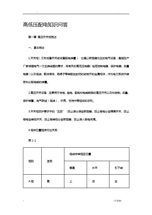 高压开关柜基本知识