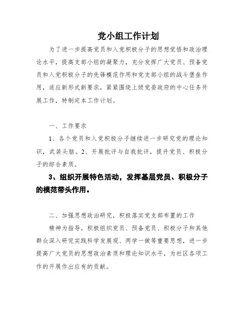 党小组工作计划