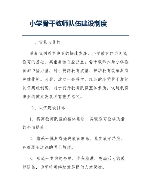 小学骨干教师队伍建设制度