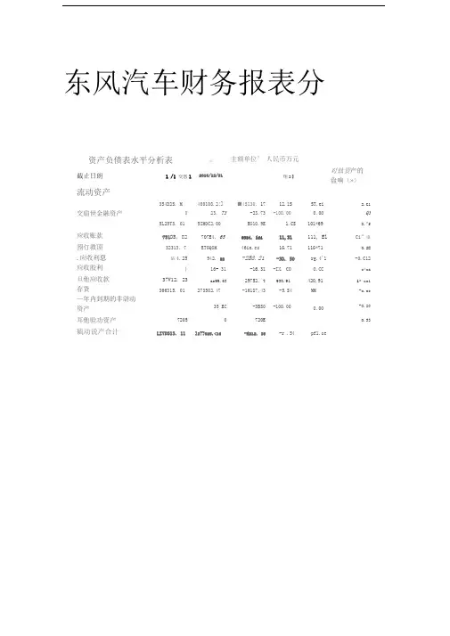 东风汽车财务报表分析