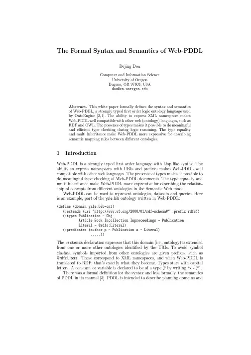 The Formal Syntax and Semantics of Web-PDDL
