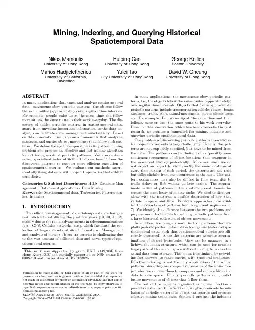 ABSTRACT Mining, Indexing, and Querying Historical Spatiotemporal Data