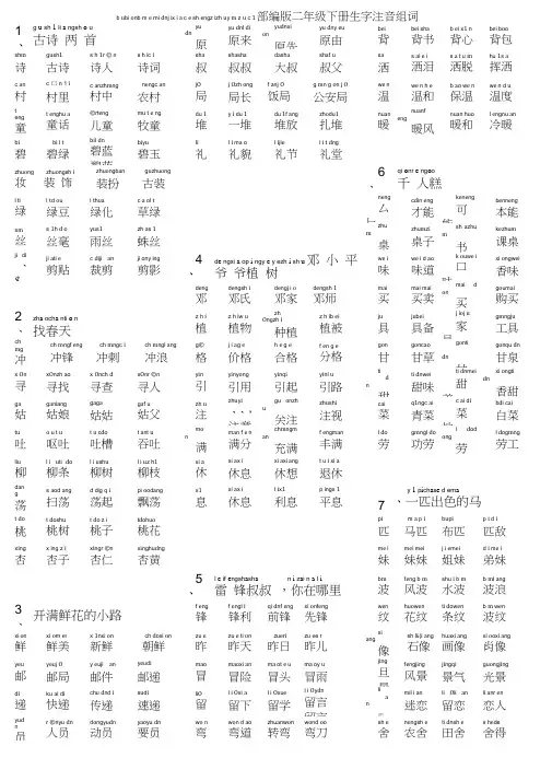 (完整word)新部编版二年级下册生字表注音组词