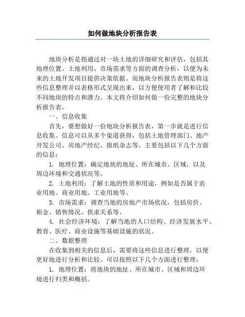 如何做地块分析报告表