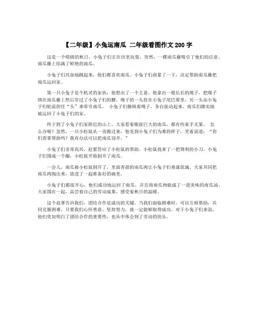 【二年级】小兔运南瓜 二年级看图作文200字