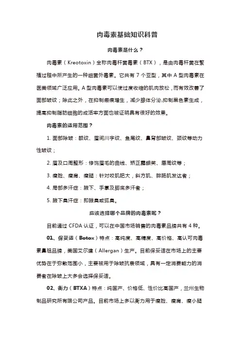 肉毒素基础知识科普