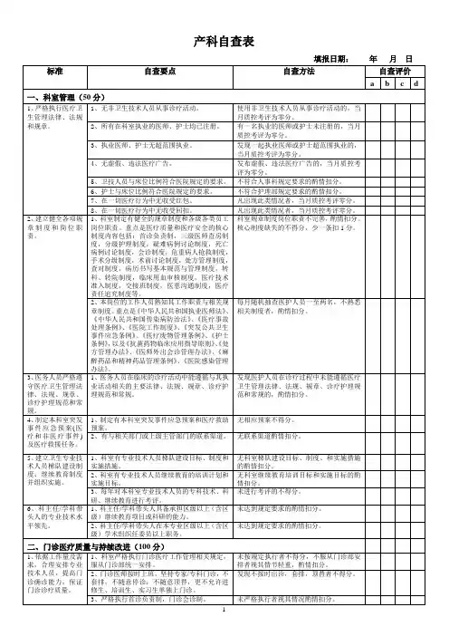 产科自查表