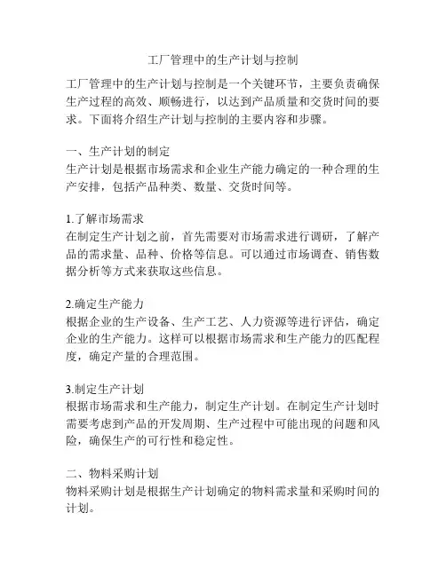 工厂管理中的生产计划与控制