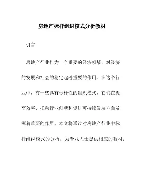 房地产标杆组织模式分析教材