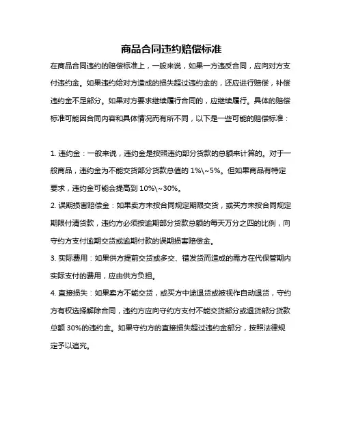商品合同违约赔偿标准