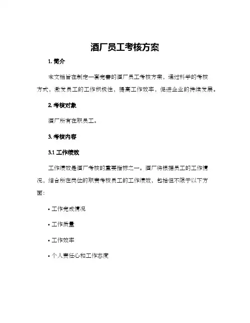 酒厂员工考核方案