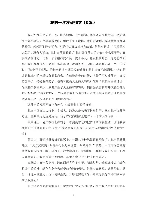 我的一次发现作文(8篇)