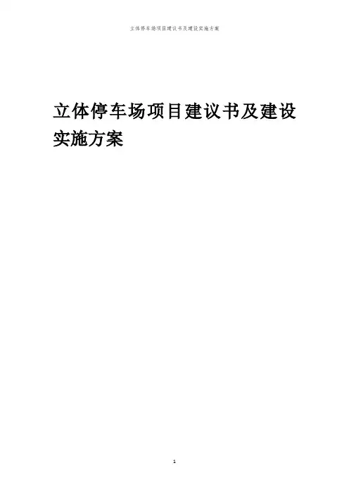 2024年立体停车场项目建议书及建设实施方案