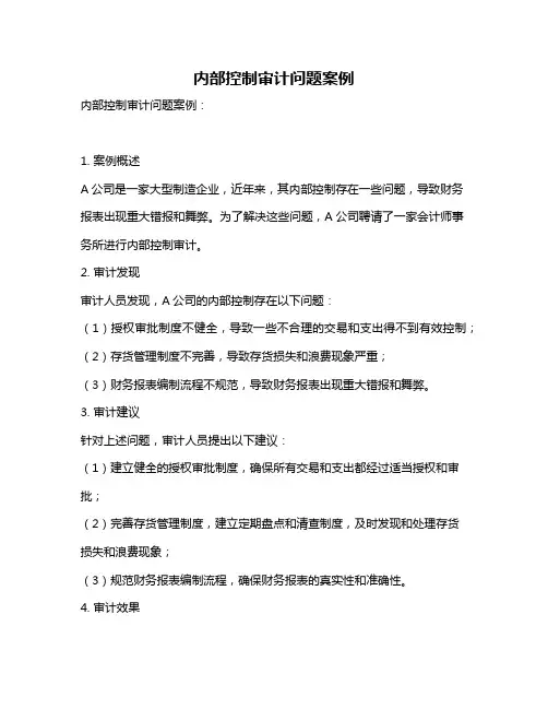 内部控制审计问题案例